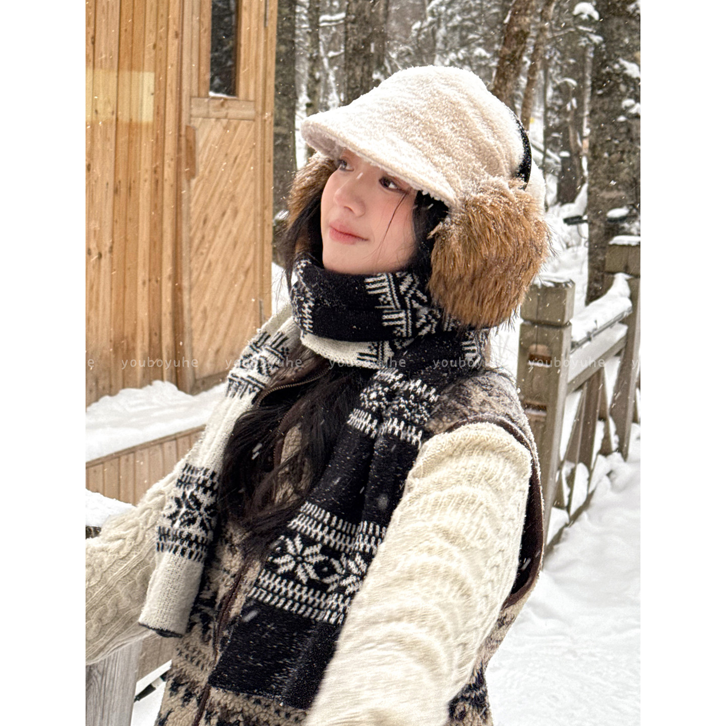 费尔岛双面红色新年围巾女冬季氛围感披肩高级感保暖围脖耳罩配饰,服饰配件/皮带/帽子/围巾,围巾/丝巾/披肩,淘宝优惠券,粉丝福利购,淘宝优惠卷