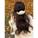 糖霜蕾丝 秋冬丝绒蝴蝶结发夹女气质低马尾弹簧夹抓夹半扎发发饰