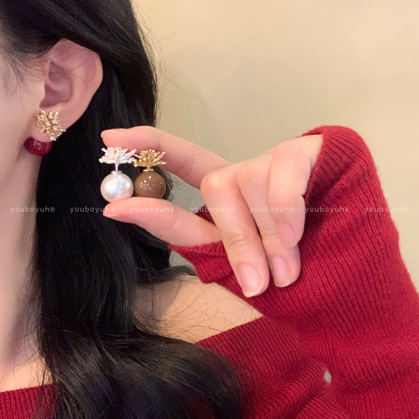 烟火璀璨~珍珠烟花耳环女款秋冬独特漂亮精致耳钉后挂式银针耳饰,饰品/流行首饰/时尚饰品新,耳环,淘宝优惠券,粉丝福利购,淘宝优惠卷