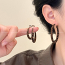 素圈耳饰 耳圈秋冬季 巨好看 复古港风豹纹大圈圈耳环女高级感时尚