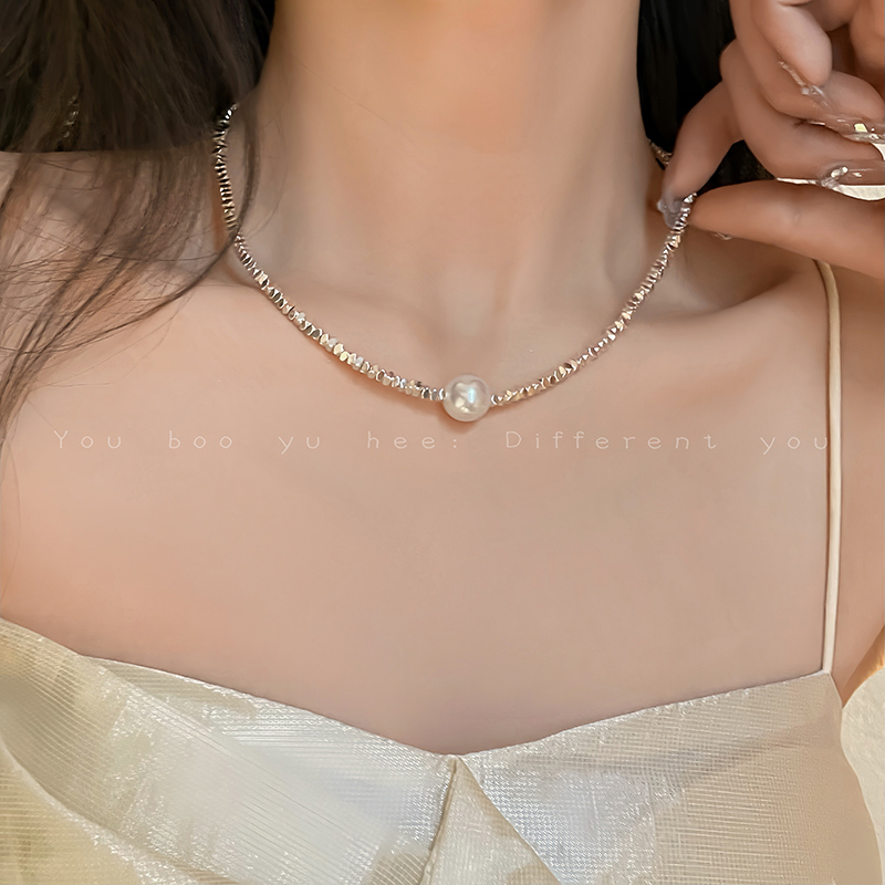 珍珠项链不规则碎银子女锁骨链