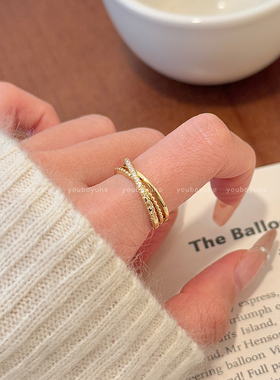 2026新款交叉开口戒指女轻奢高级感小众设计食指戒精致可调节手饰