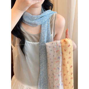 花事春晴~森系甜美碎花丝巾女春夏薄款领巾三角巾田园风拍照配饰