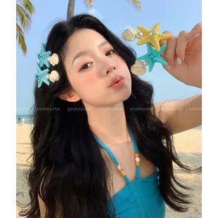 多巴胺海星发夹女海边度假风刘海侧边夹高级感拍照发饰 海岛漫旅