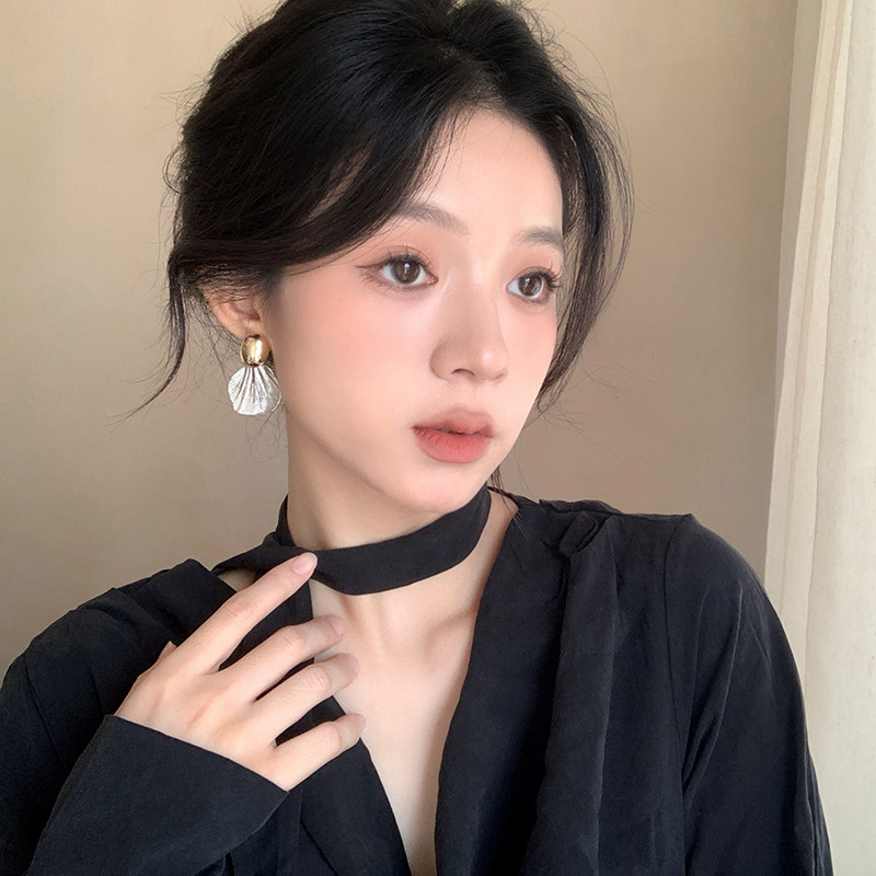 金属不规则贝壳纹理耳环夸张耳钉