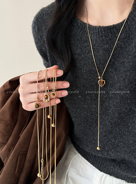 金色虎眼石抽拉气质大气项链