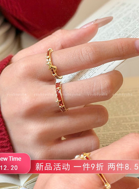 本命年红色小马小众设计开口戒指