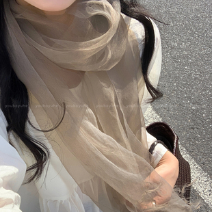 氛围感的神！超仙法式流苏长条丝巾围巾女轻奢高级感时尚披肩配饰
