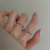 小众设计叠戴素圈戒指女轻奢高级感冷淡风食指戒2026新款 简约指环