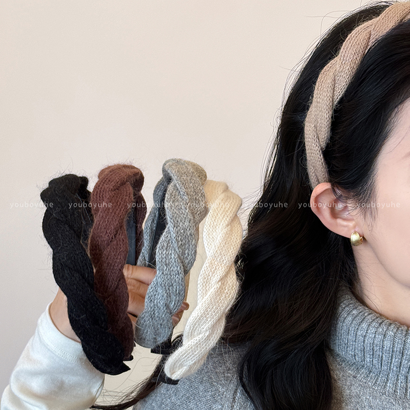 针织麻花发箍女简约防滑洋气发饰