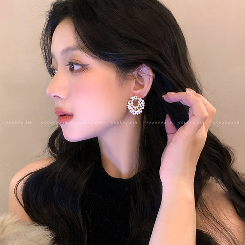 法式C型珍珠耳轻奢精致独特耳钉