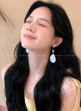 海边度假风天然贝壳流苏耳环女款2025新款高级感耳钉轻奢耳饰耳坠