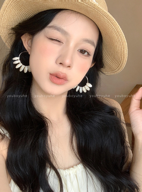 法式晕染树脂串珠高级感海边耳环