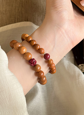 老桃木串珠朱砂手串精致文玩手链