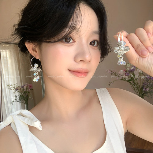 金色花朵耳圈高级感精致耳环耳饰