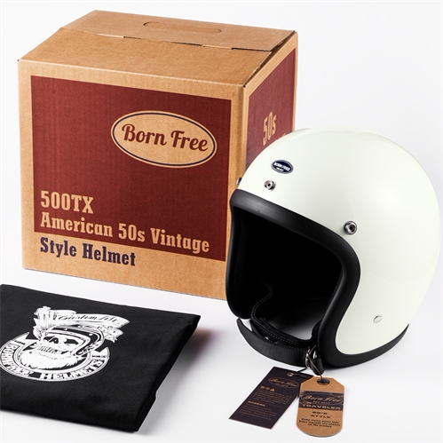 bornfree头盔500txF新款收口复古四分之三小体半盔哈雷凯旋玻璃钢