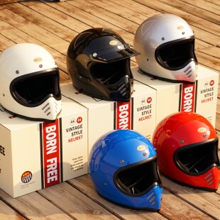 Bornfree头盔复古山车全盔哈雷尖嘴moto3摩托机车巡航BMX75S男女