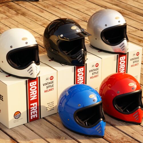 bornfre头盔复古摩托车山车男女