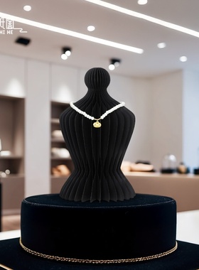 创意纸艺模特项链展示架高级珠宝柜台展厅首饰饰品脖颈展示架简约