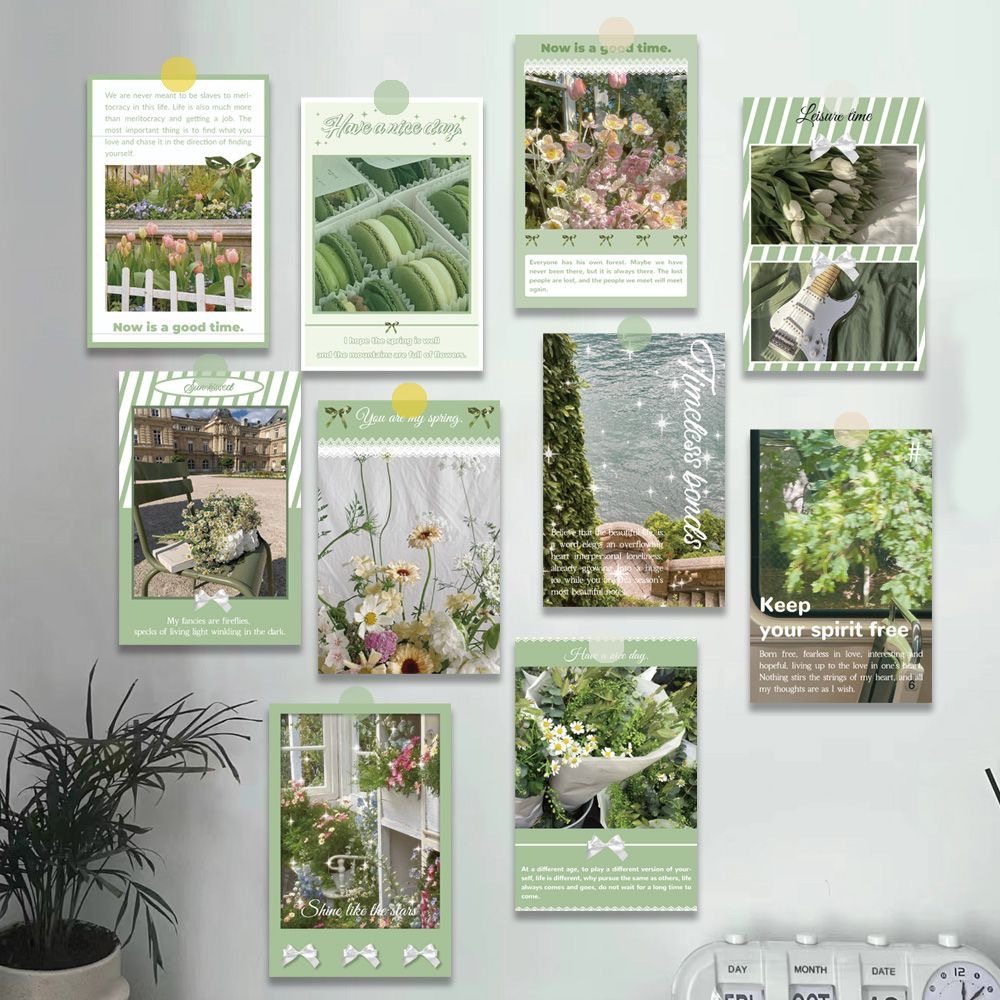 绿色清新INS氛围感风景海报卡片DIY墙面宿舍卧室房间改造装饰墙贴,家居饰品,软装墙贴,淘宝优惠券,粉丝福利购,淘宝优惠卷