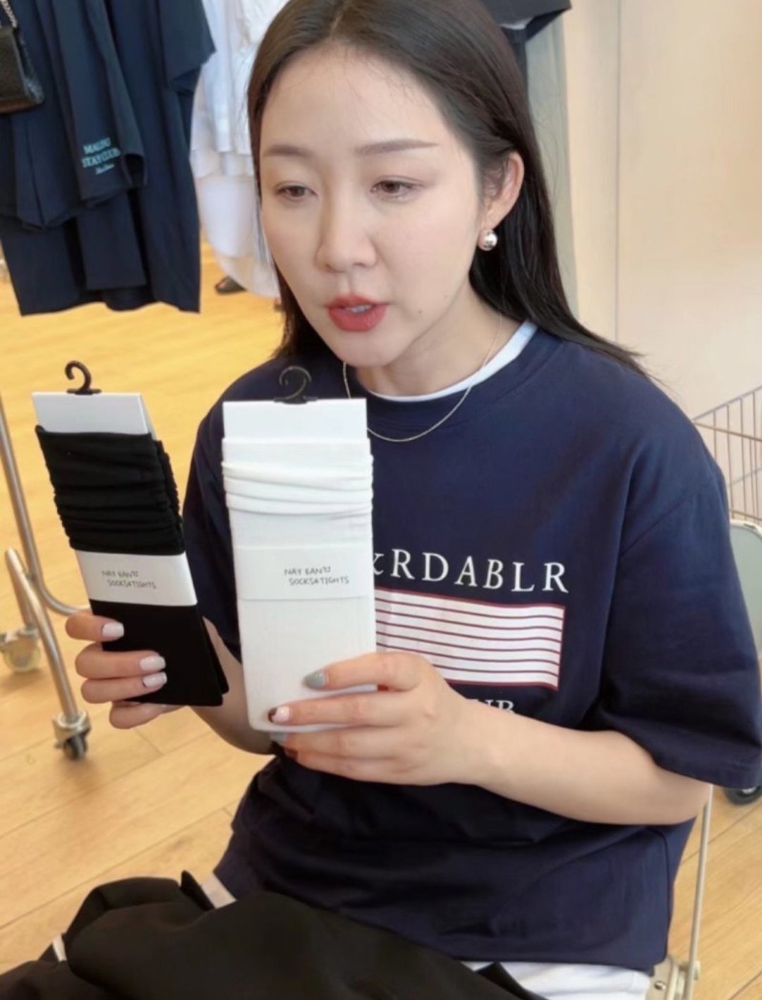 Widelia十三行老板娘同款显瘦百搭锁边设计堆堆月子袜超显脚踝