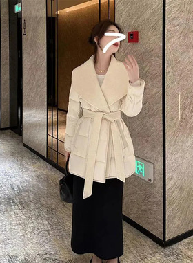 秋冬时尚夹棉加厚大翻领棉服外套棉衣2024冬季新款棉袄女冬装