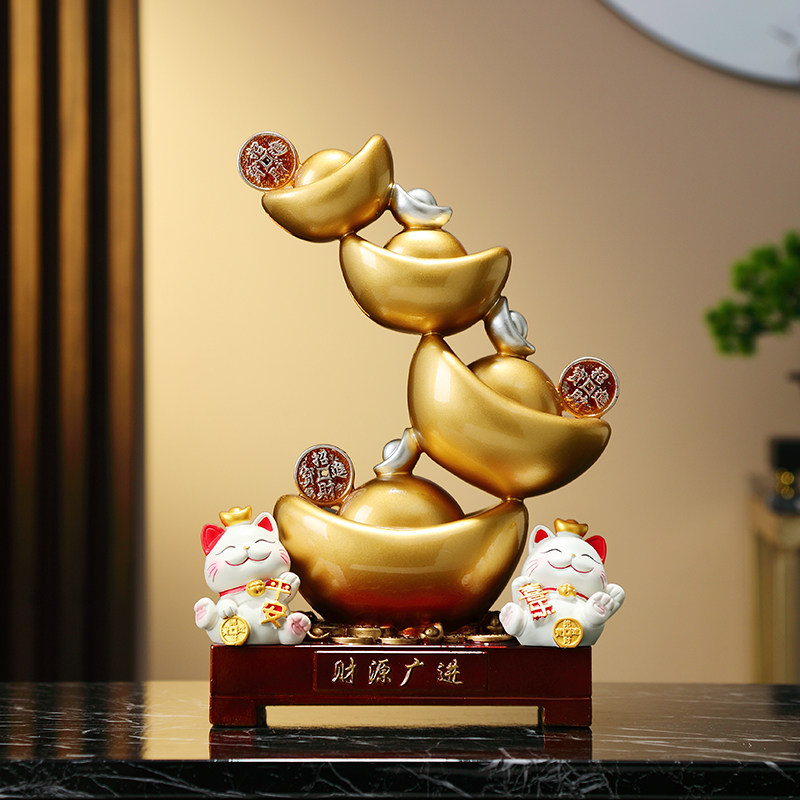 新中式金元宝摆件客厅玄关书房财源广进招财猫装饰品乔迁开 业礼