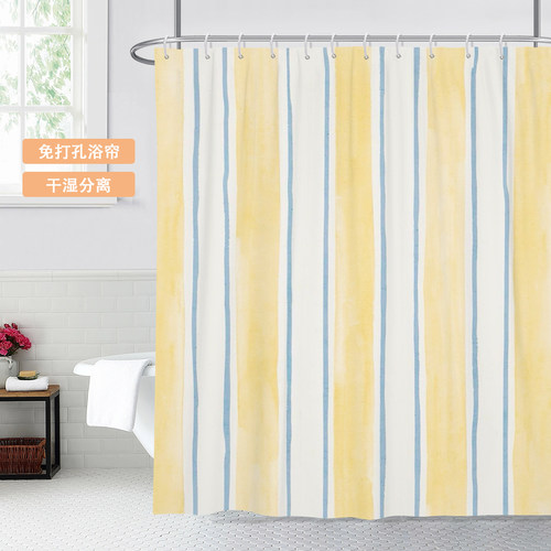简约条纹卫生间浴室浴帘