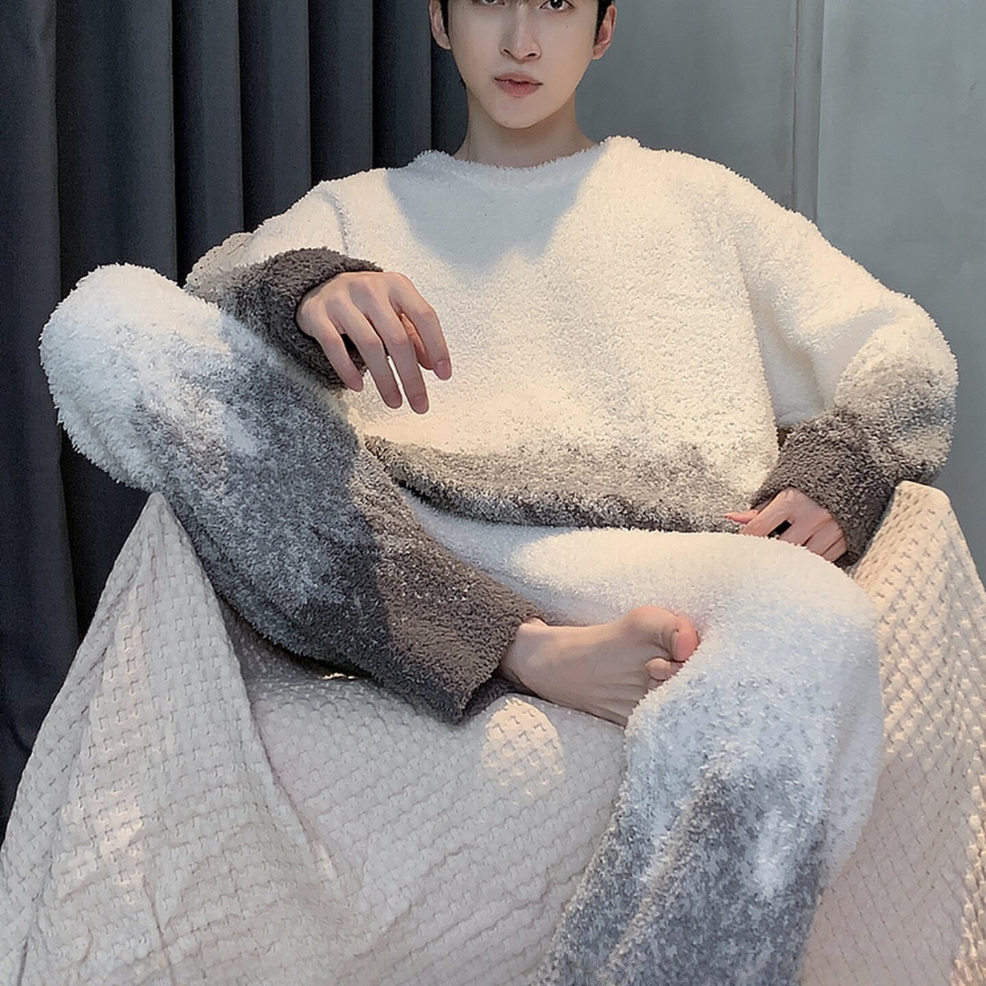 LULUCARTER珊瑚绒男士睡衣套装