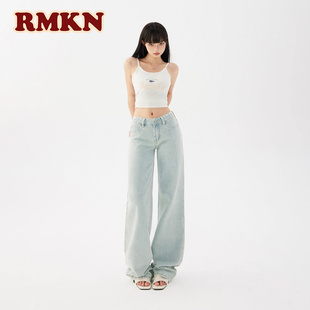 RMKN美式低腰直筒牛仔裤女不贴腿窄版阔腿裤通勤百搭休闲裤子