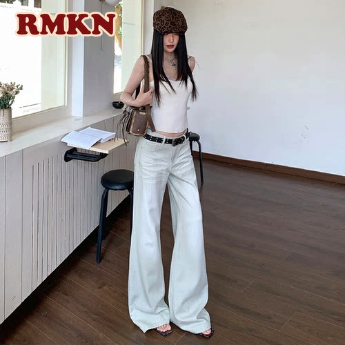 RMKN老钱风微喇牛仔裤女春夏2026年新款低腰显瘦宽松不贴腿喇叭裤