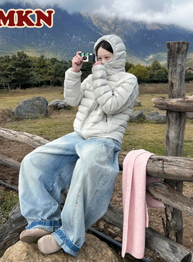 RMKN新国标90白鸭绒轻薄款连帽排骨羽绒服保暖男女情侣简约外套