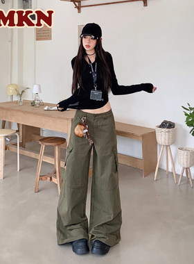 RMKN美式高街大口袋工装裤女秋2025秋季vibe风宽松休闲阔腿牛仔裤