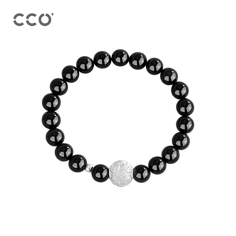 CCO925银黑曜石手串手链