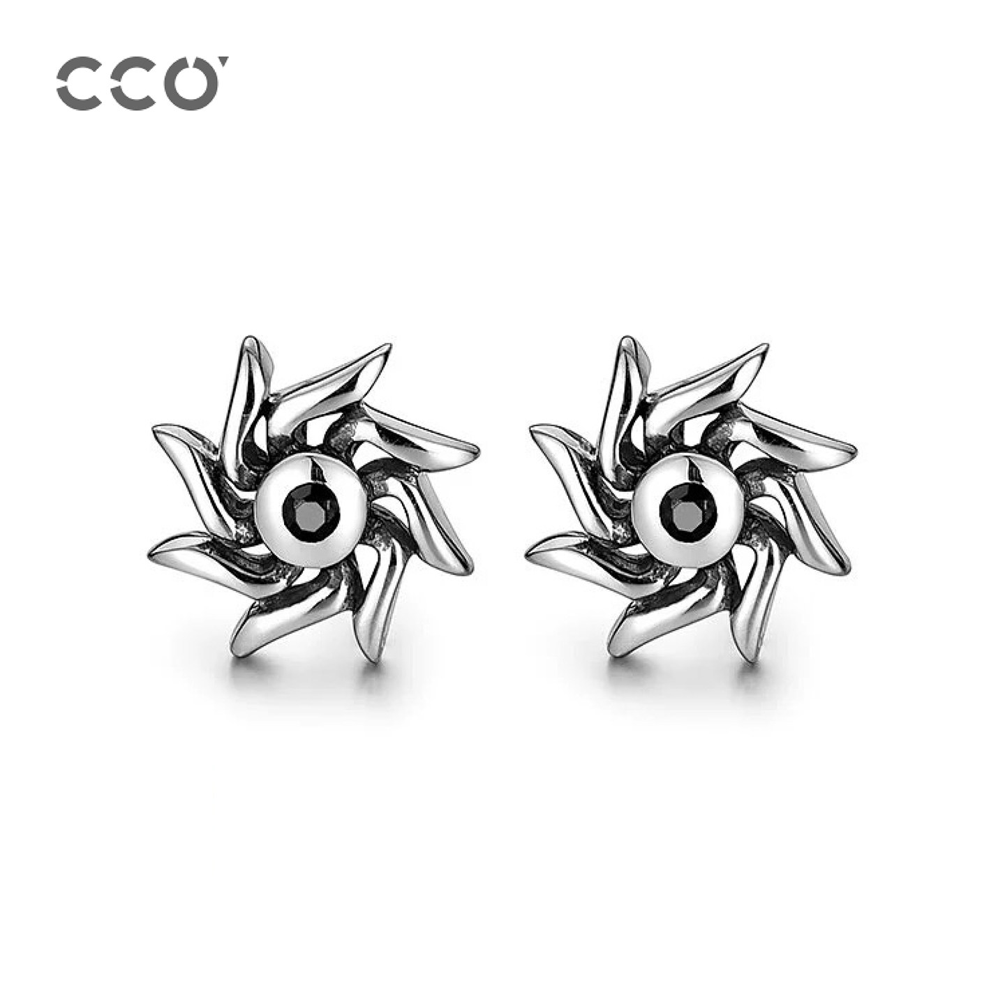 CCO螺旋造型太阳耳钉男士潮牌黑色个性男生耳饰设计感礼物送男友,饰品/流行首饰/时尚饰品新,耳钉,淘宝优惠券,粉丝福利购,淘宝优惠卷