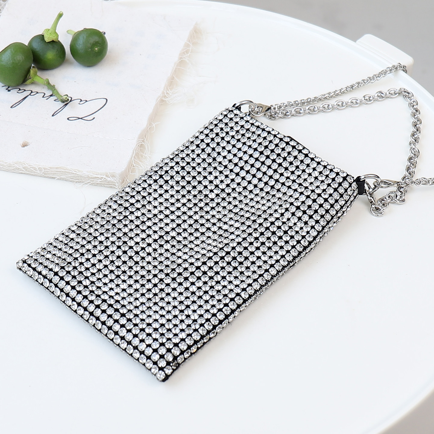 手机包女斜挎2026新款镶钻小包包高级感小众洋气链条包夏季小挎包