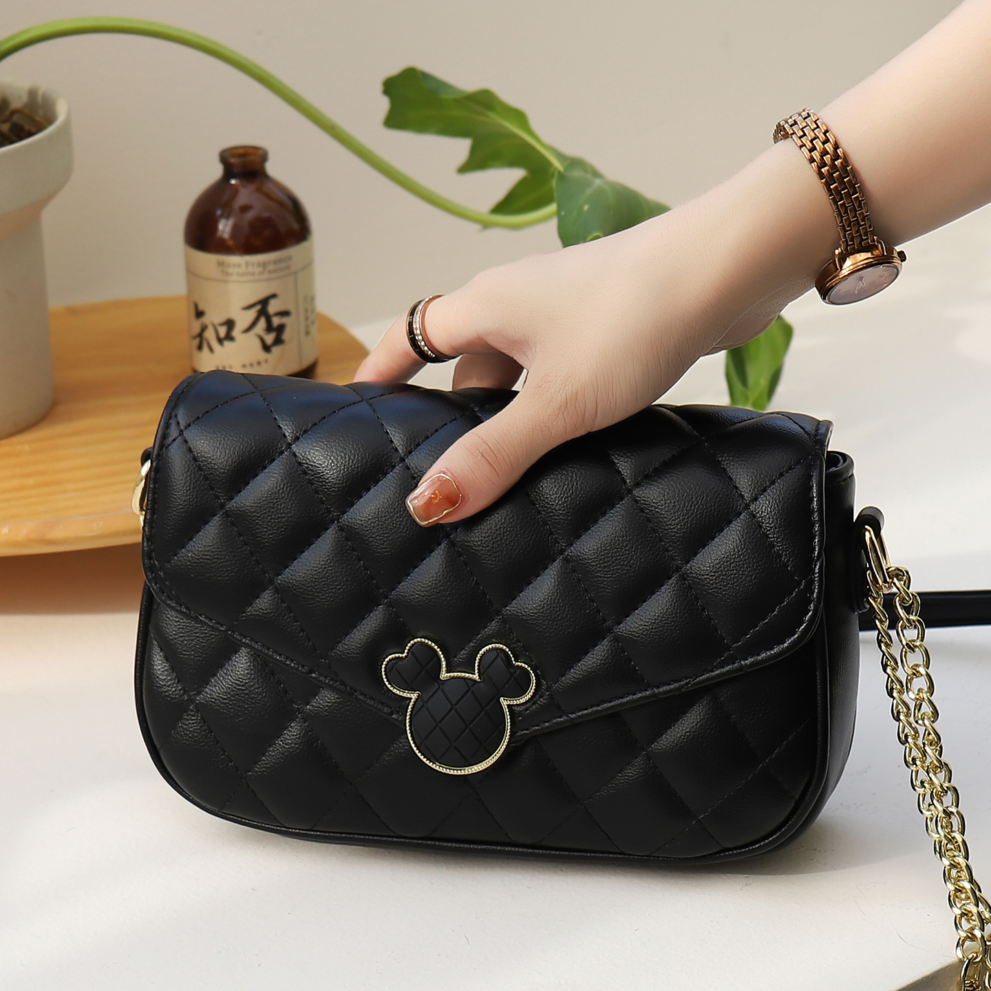 小香风菱格链条包2025新款斜挎包