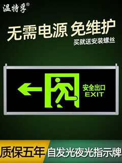 温特孚消防应急疏散指示灯免接电安全出口夜光指示牌自发光标示牌