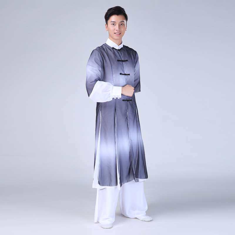 中国风现代舞演出服武术表演服水墨舞韵练功服功夫团武水袖舞蹈男
