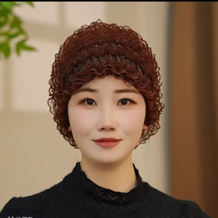 四季款透气有弹力防尘美人帽蕾丝边遮白发帽中老年人帽假发包头帽