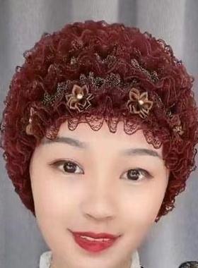春秋夏四季款蕾丝小花朵款防尘遮阳中老年女士遮白发美人纱包头帽