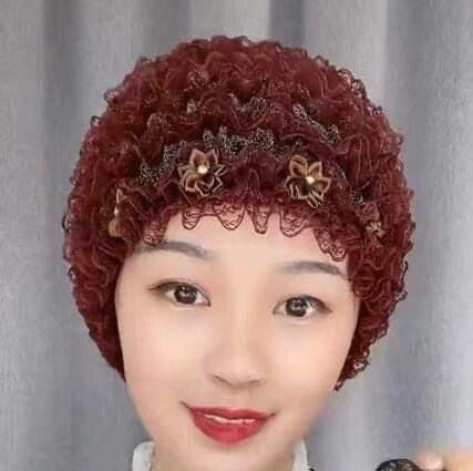 四季包头帽蕾丝花朵帽百搭四季