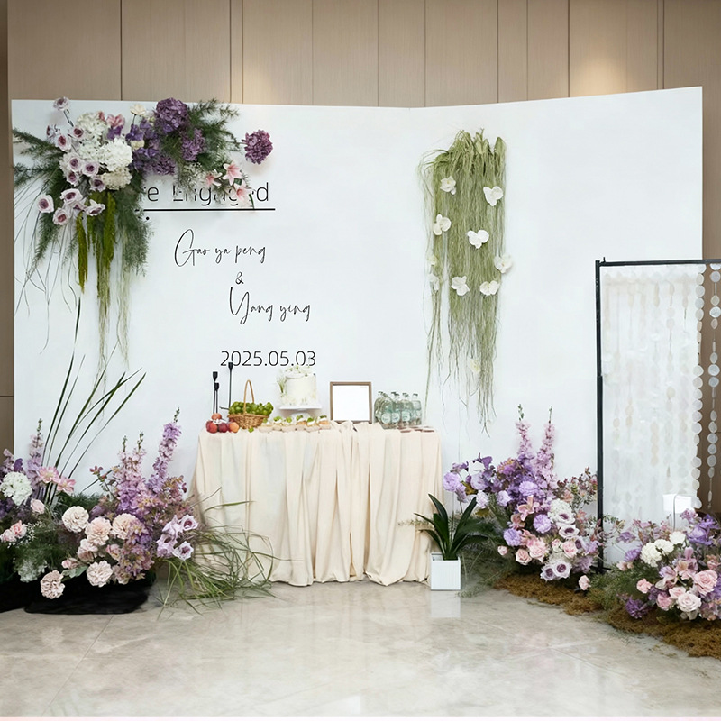 ins韩式订婚布置场景氛围感装饰背景墙高级简约小众森系白色kt板