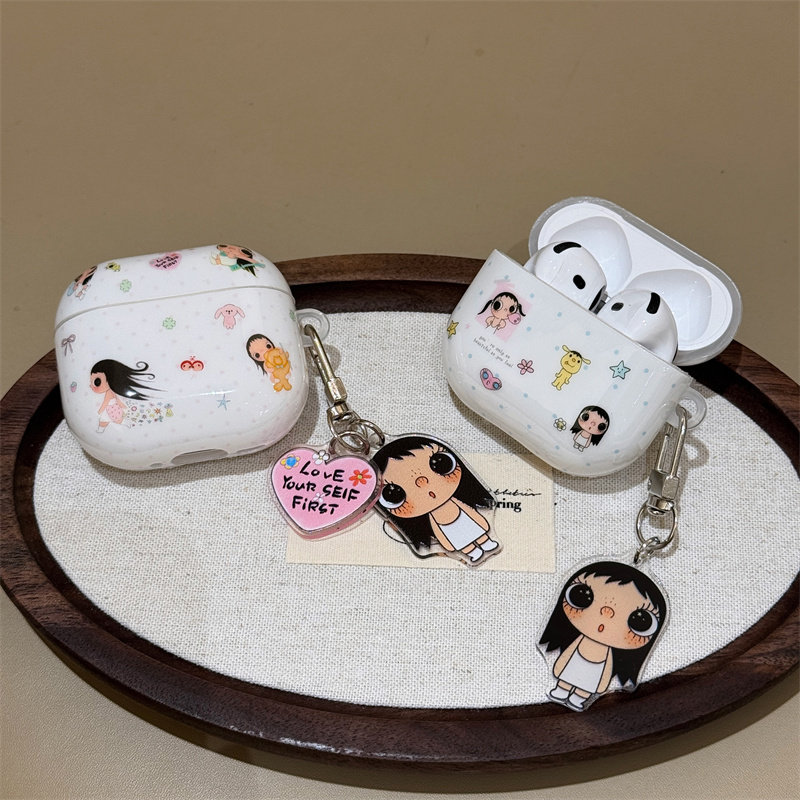 可爱吹泡泡女孩适用苹果airpods4代耳机保护套Airpods5新3代pro2/AirpodsPro3耳机壳无线蓝牙二代三代女