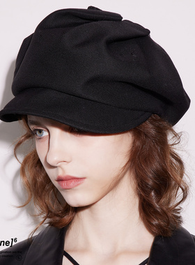 檀健次沈月鞠婧祎同款black imagine6 黑色褶皱贝雷帽造型画家帽
