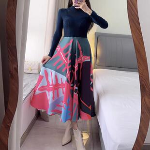 现货速发玛家商场同款2024冬新品针梭印花连衣裙A1EIW62690