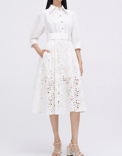 现货速发歌家商场同款 精致绣花连衣裙女EWE341Y01300 2023早春新款