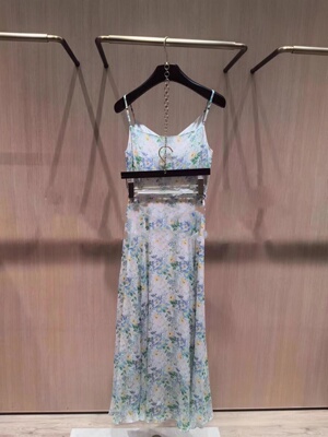 街头吊带裙桑蚕丝绿混搭新款