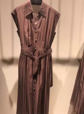 歌家商场同款2026春夏新款莱赛尔廓形褶皱衬衫连衣裙女EWE372Y051