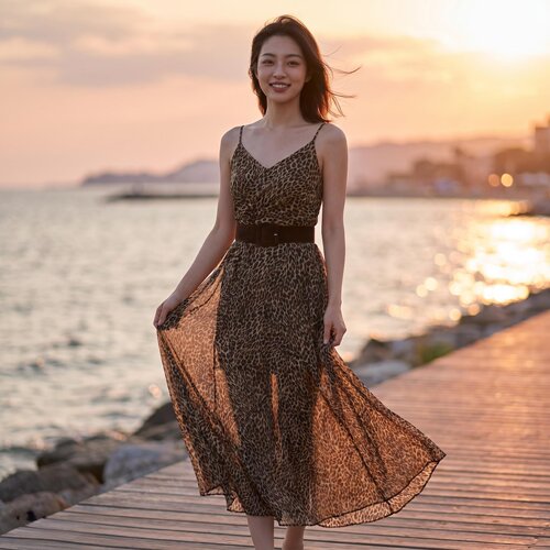 2026早秋新复古优雅豹纹连衣裙女